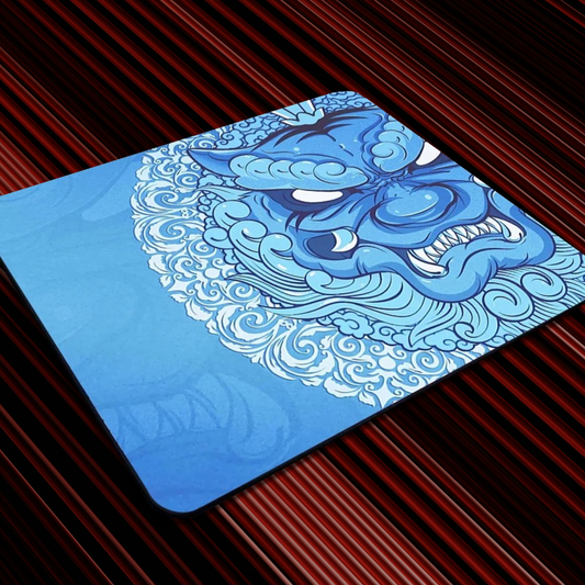 frost fang mouse pad with a blue dragon design frontal